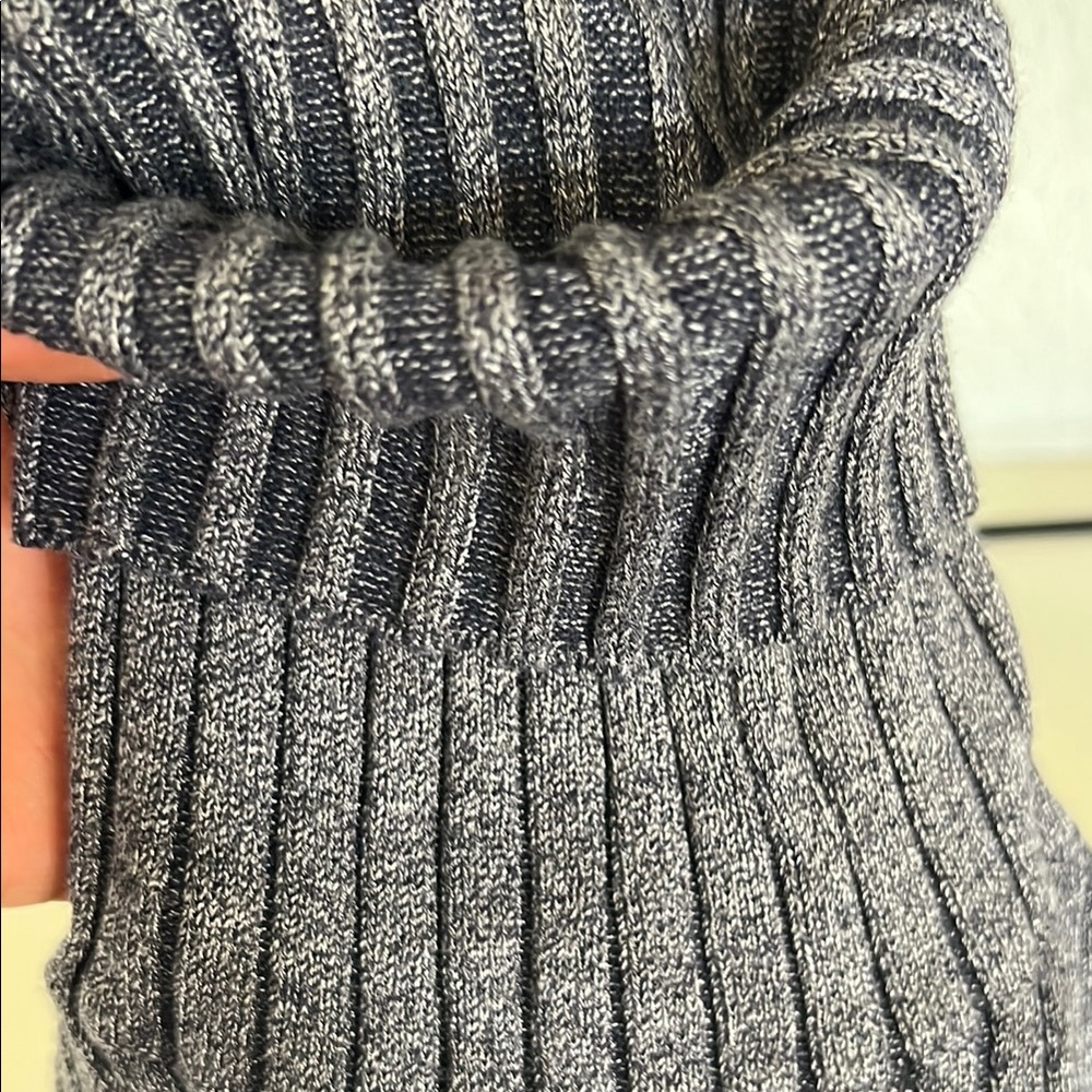 Blue Ribbed Turtleneck Sweater - Picture 3 of 3